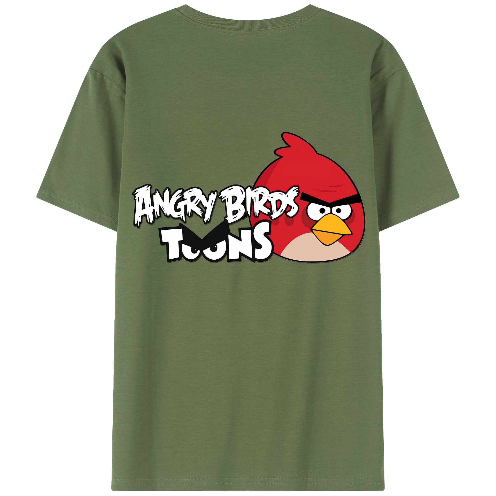 （画像用） Angry Birds アングリーバード 綿100％ メンズ半袖Tシャツ（バックプリント） 通気性